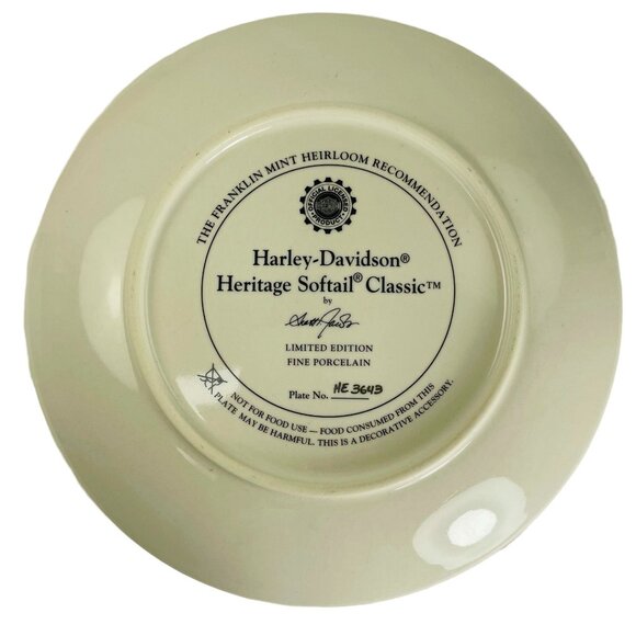 Franklin Mint Harley Davidson Heritage Softail Classic Collector Plate u Decorat - Picture 4 of 4